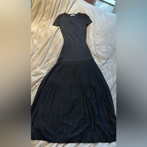 Sandro short sleeve maxi dress with semi sheer skirt - size 34